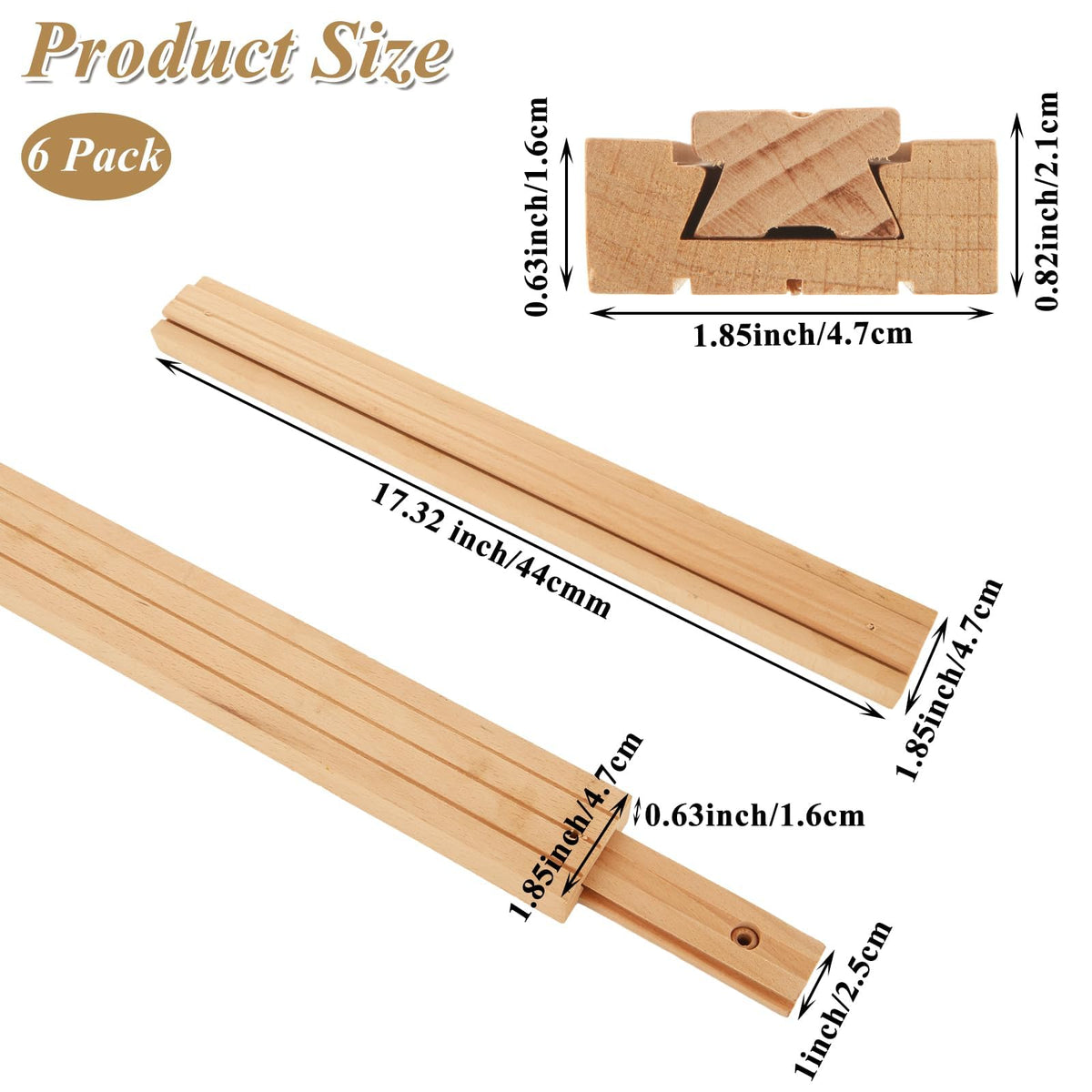 CYEAH 6 Pcs Wood Drawer Slides, 17 inch Wooden Drawer Slides, Wooden Undermount Drawer Slide Classic Guide Center Mount Track, Drawer Glide Rails Replacement Part
