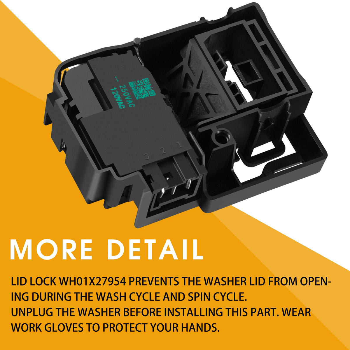 WH01X27954 Washer Lid Lock Switch Part 290D1580P004 290D1580P001 290D1580P002 EG-380843M WH01X26114 WH01X24114 Compatible with GE Hotpoint Top Load Washing Machine Door Lock Assembly Replacement