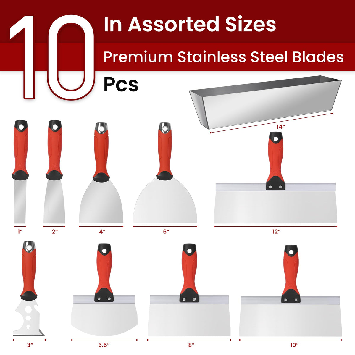 SUMED Drywall Tool Kit Putty Knife Set, 8PCS