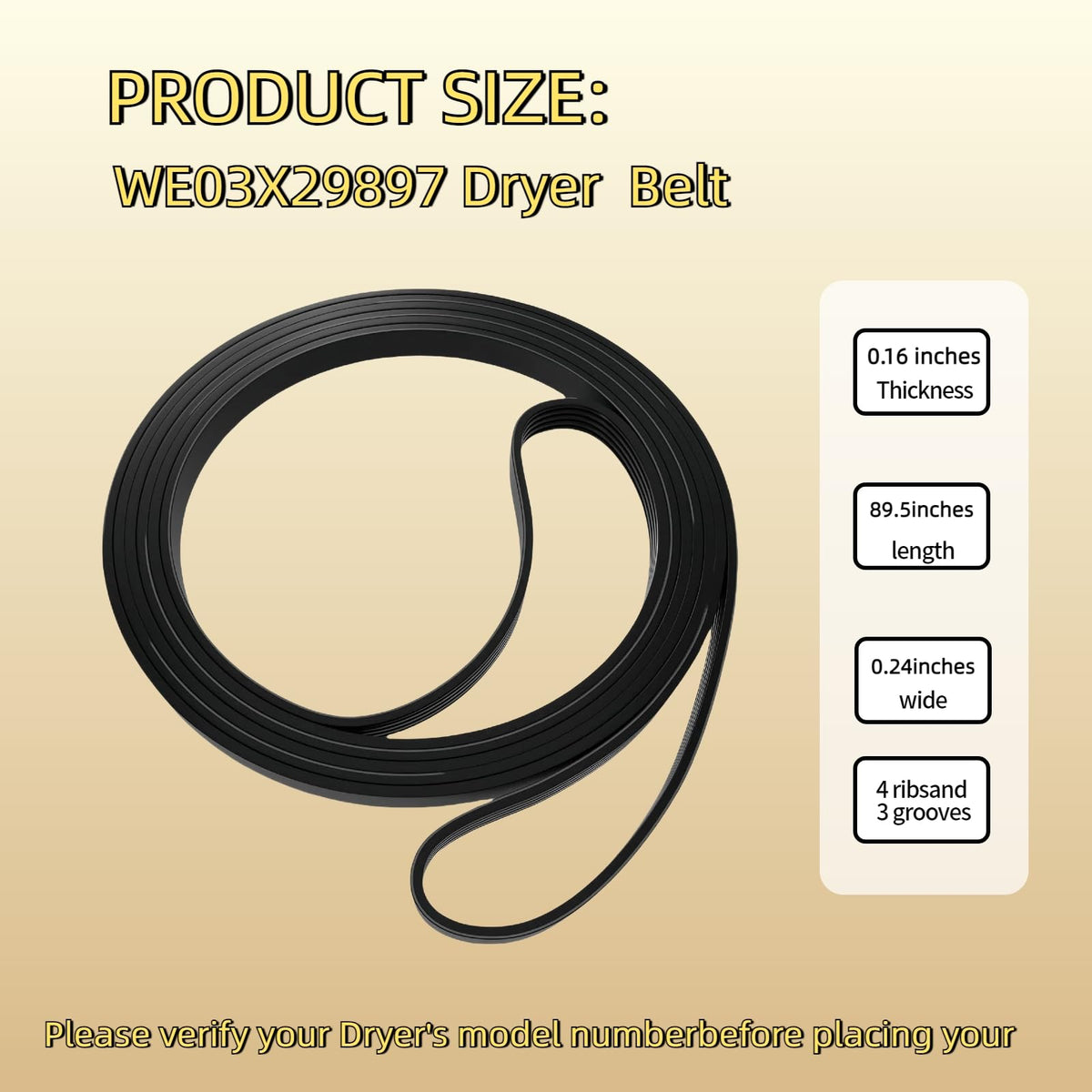 WE03X29897 WE12M29 Dryer Belt Compatible with GE/Hotpoint Dryers