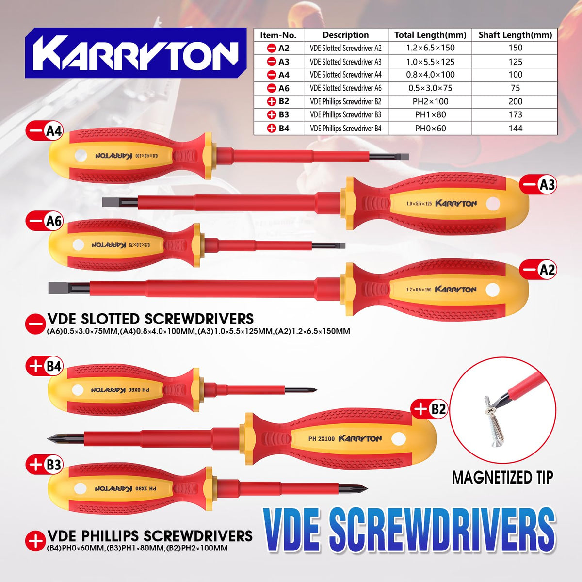 KARRYTON 14PCS 1000V Insulated Electrician Tool Set