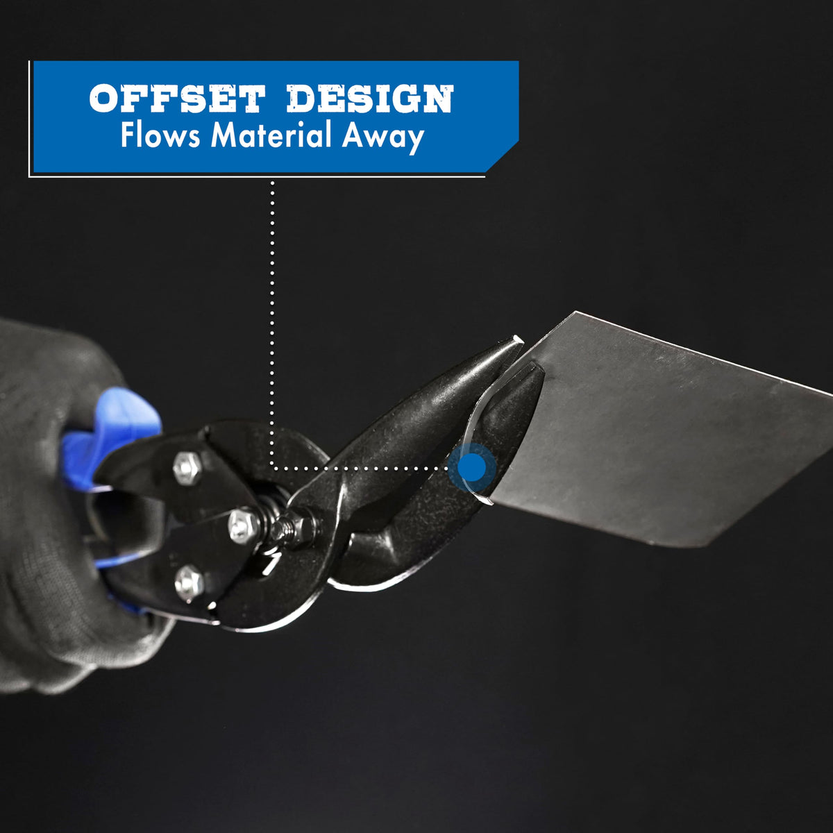 MIDWEST Blackout Power Cutter Long Cut, Straight Offset Snips - MWT-6516O