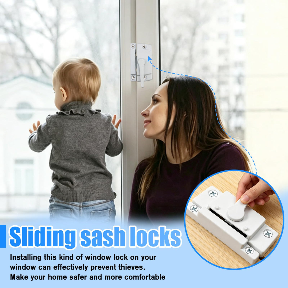 6 Pack Window Lock, Window Latches Replacement, Window Locks for up and Down Windows, Replacement Window Locks for Vertical and Horizontal Sliding Windows