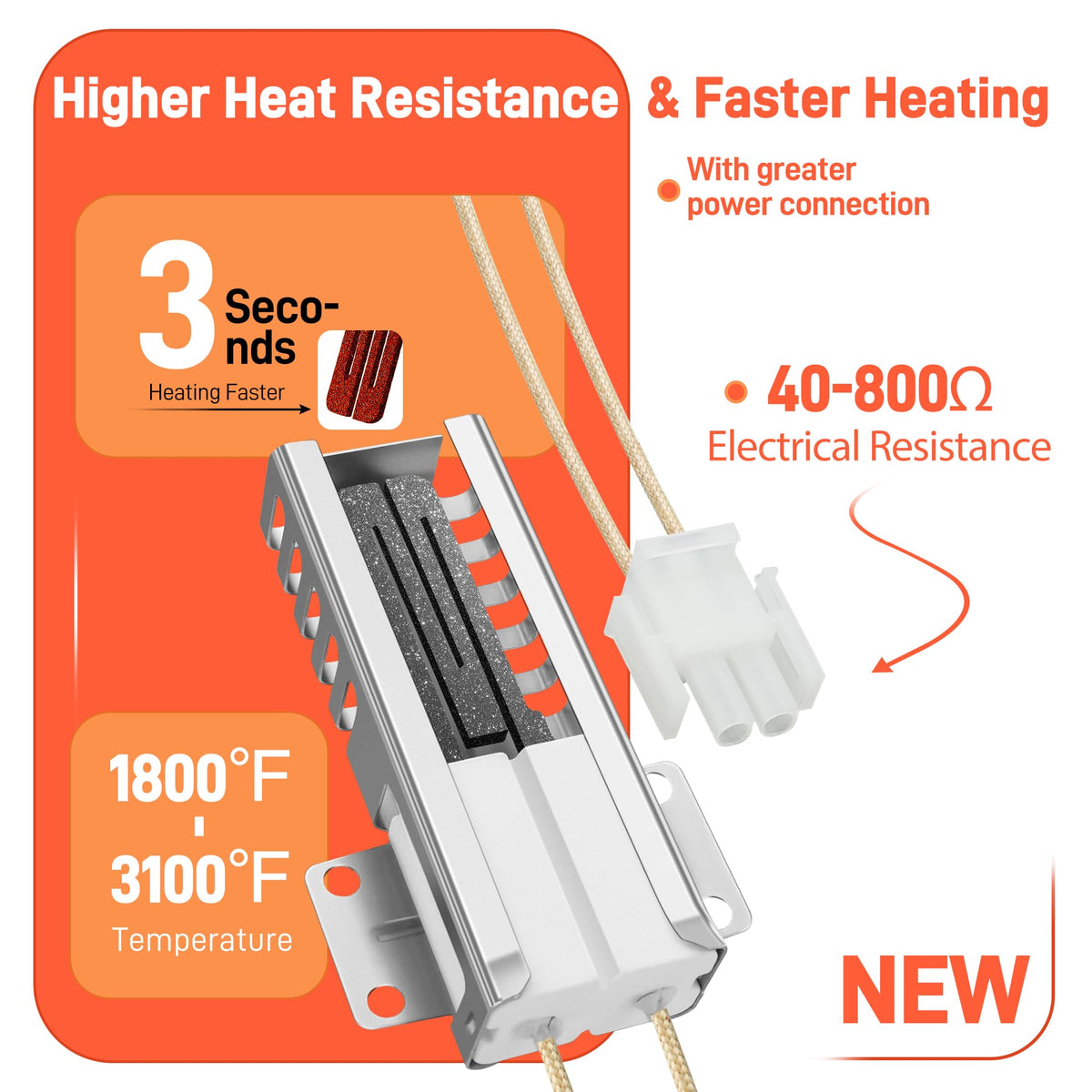 Upgraded WB13K21 Gas Range Oven Igniter Fit for G-E Sam-sung 5303935066 DG94-00520A NX58H5600SS NX58h9500WS Replacement for Ken-more Hot-point Norton-501a WB2X9998 IG9998 Gas Range Oven by BOGDA