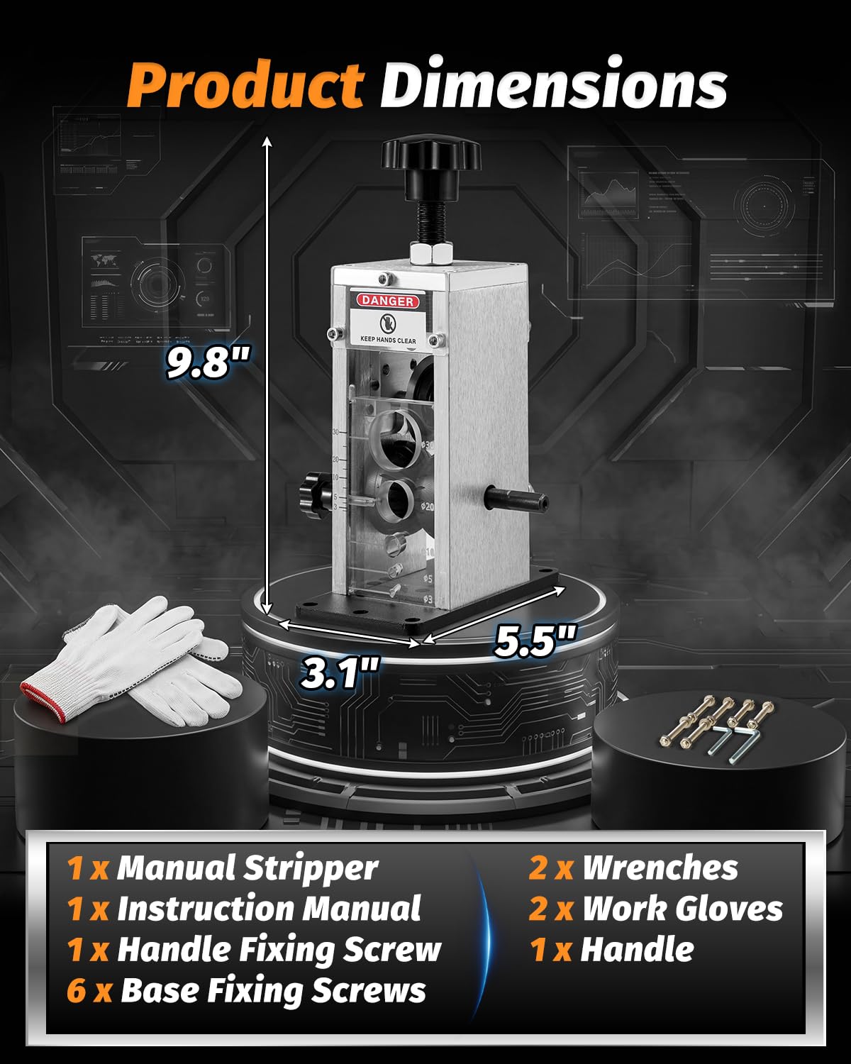 JFHID Wire Stripper Machine, Manual & Drill Driven, Gauge Wire 0.06"-1.18"