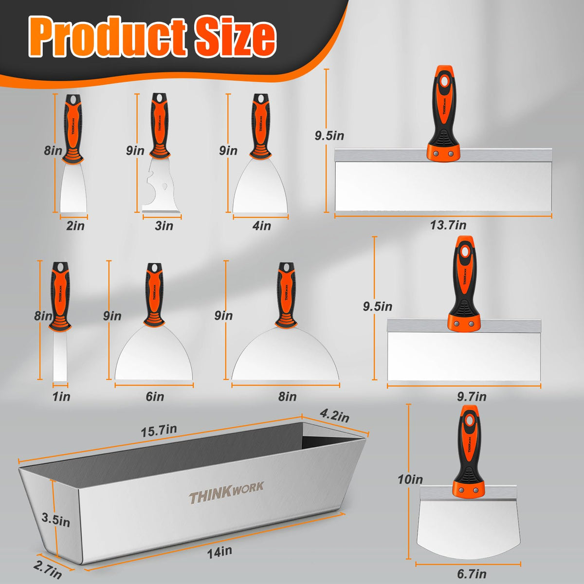 THINKWORK Drywall Knife Set, 10Pcs Drywall Tools Kit