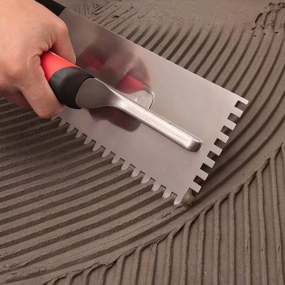 6 Pack Tile Tools Set, Stainless Steel Square Notch Trowel Set; Rubber Grout Float ; Grout Float Sponge for Mortar Tiling Installation Grouting