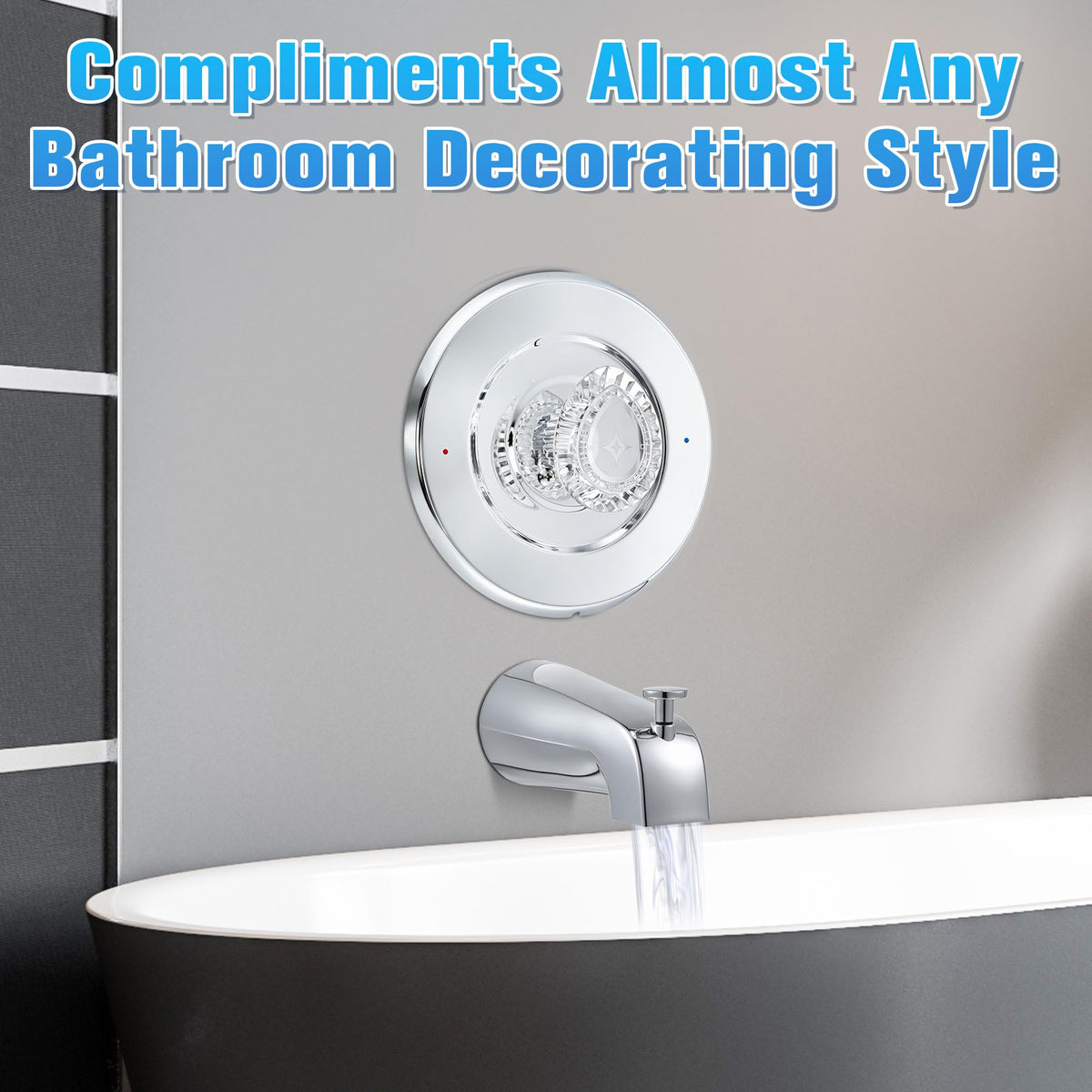 Shower Trim Kit Compatible with Moen Chateau T470 (Chrome,Knob)