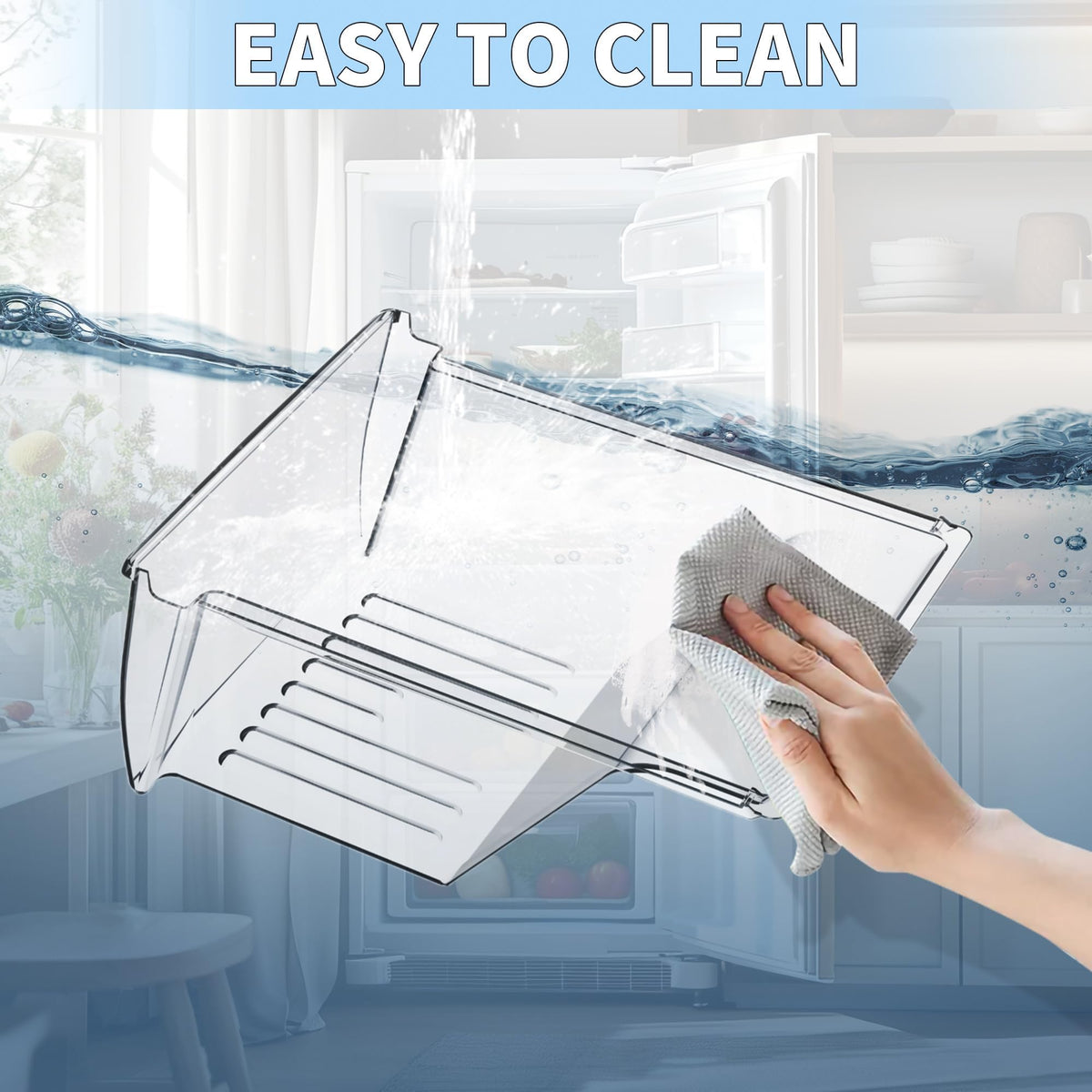 HECASA 240337103 240337102 Refrigerator Crisper Drawer Pan Replacement For