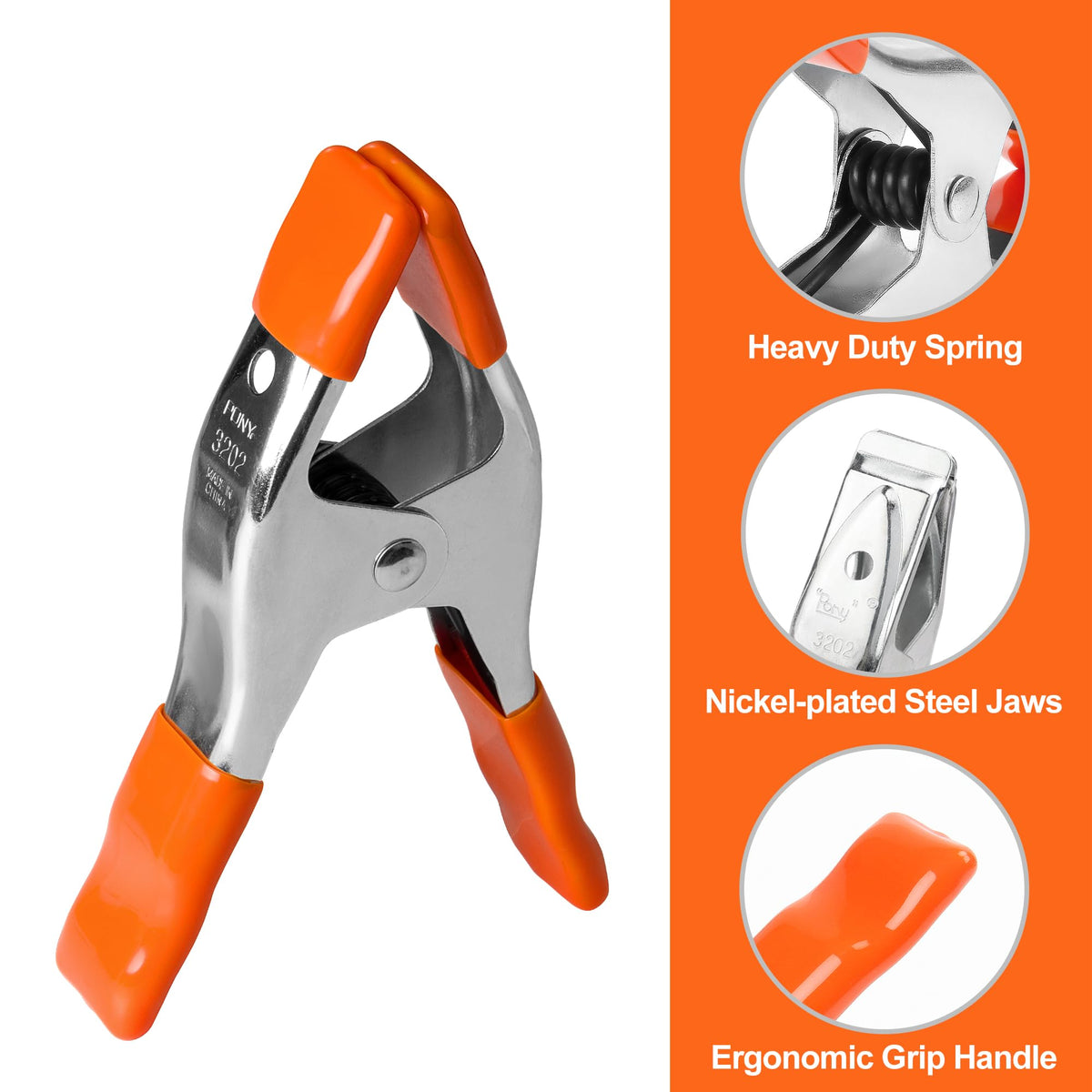 PONY 6" & 4" Heavy Duty Metal Spring Clamps with Protective Tips, 10-Piece
