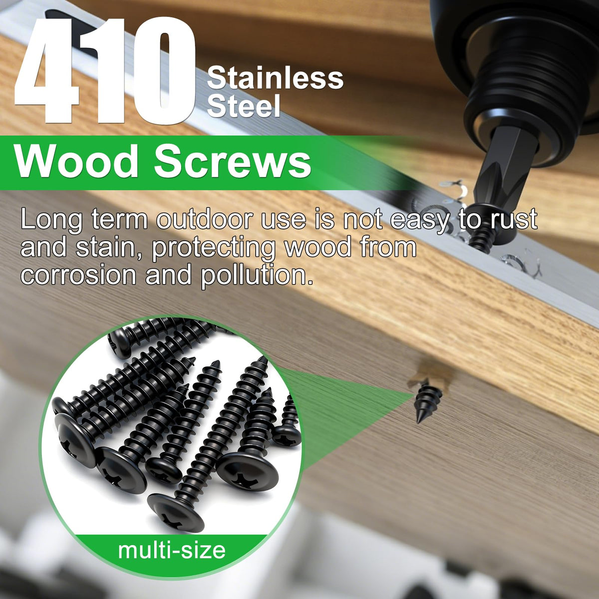 Twidec/1510PCS Black Wood Screws M2 M3 M4#8#10 Truss Head＆Pan Head Screws