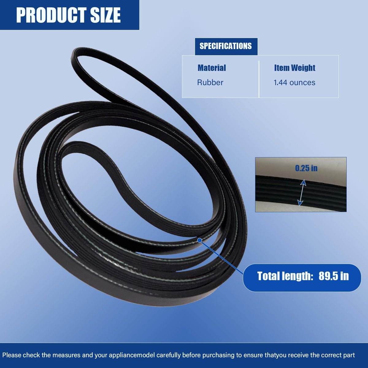 𝐔𝐩𝐠𝐫𝐚𝐝𝐞𝐝 Dryer Drum Drive Belt Premium Dryer Replacement Part Compatible with GE GTD42EASJ2WW GTD33GASK0WW GTD65EBSJ3WS DBXR463ED1WW GTDP180ED0WW GTD33EASK0WW 89.5 in