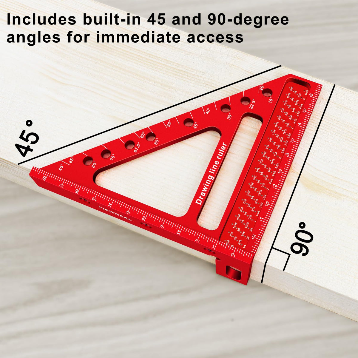 ViewReal Large Carpenter Square, 3D Multi Angle Measuring Ruler