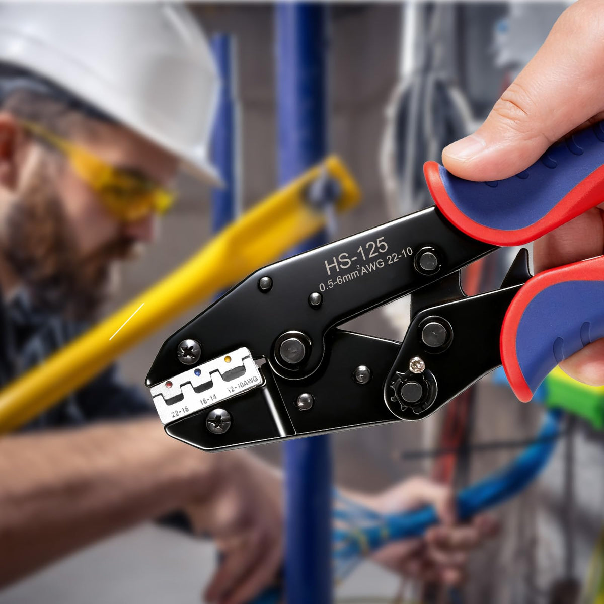 6Pcs Crimping Tool, Ratchet Wire Crimping Tool Set with Storage Box