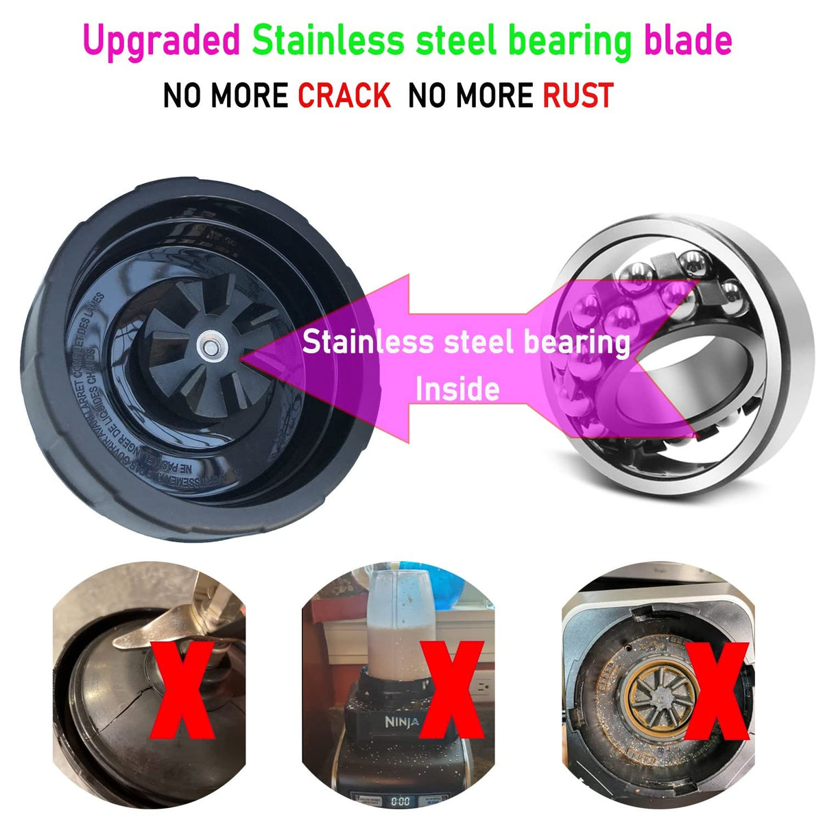 [ New Model] Replacement blender Blade for Ninja Accessories, Only Compatible with Nutri Ninja Foodi Power Blender SS150,SS151,SS300, SS350,SS351, SS351TGT, CO351B, SS100, SS101, SS101C, CO101B