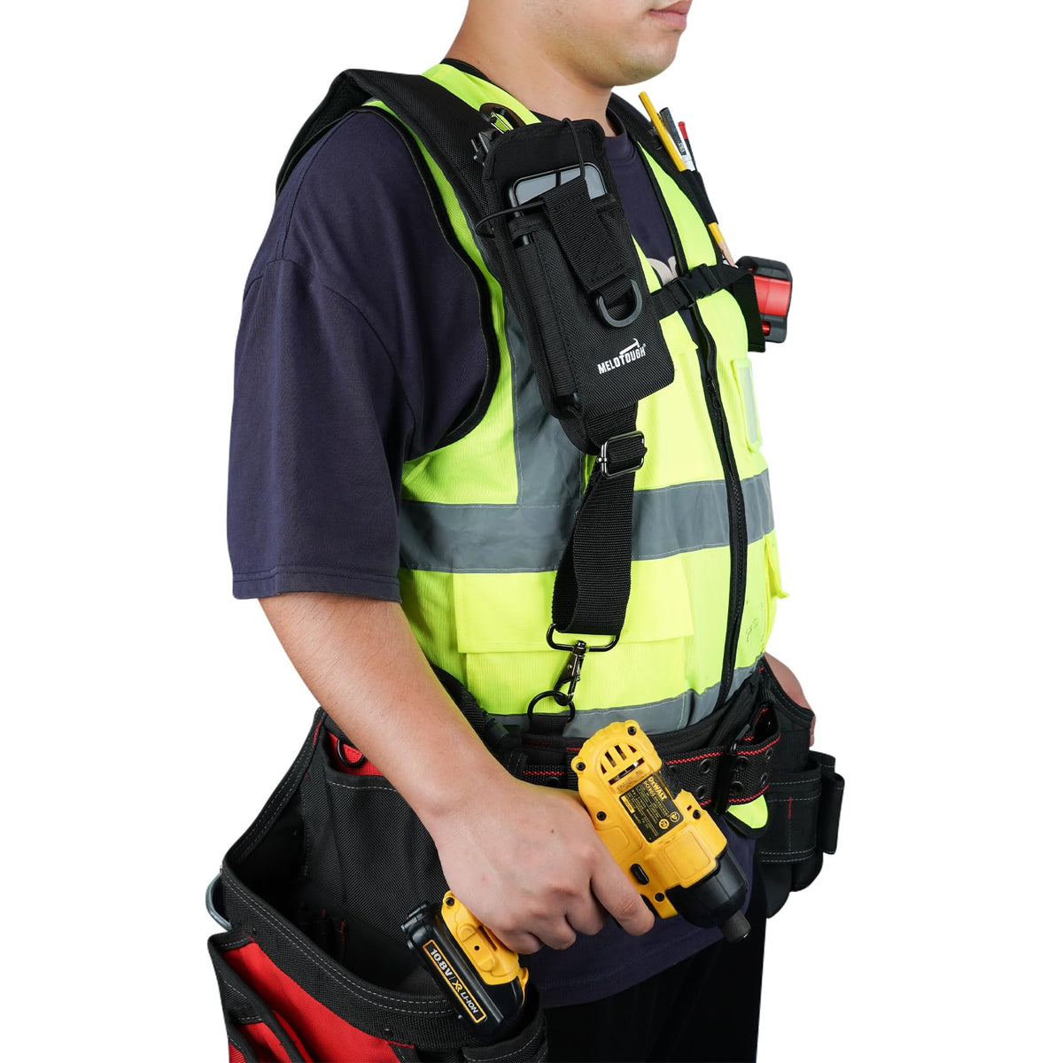 MELOTOUGH Tool Belt Suspenders Construction Bag Suspenders Padded Work belt Suspenders for Carpenter/Electrician/Roofing/Farmer work Suspension Rig(H Back)