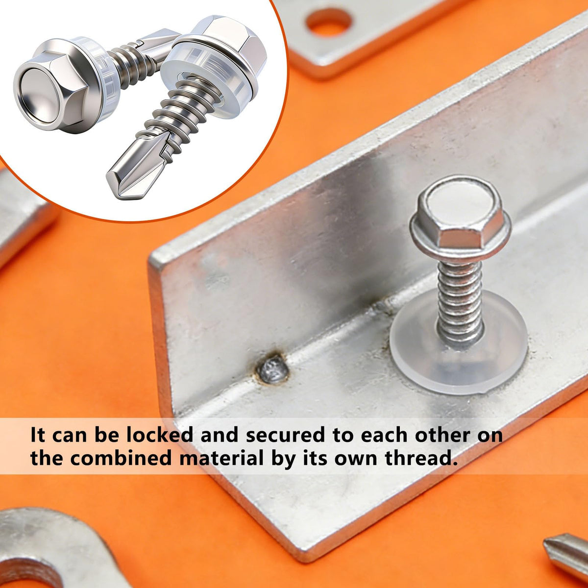 weideer 1000pcs Self Tapping Screws for Metal, #8#10#12#14,410 Stainless Steel Sheet Metal Screws Assortment Kit, Hex Washer Head Self Drilling Screw with Rubber Washer,Length 1/2" to 2''