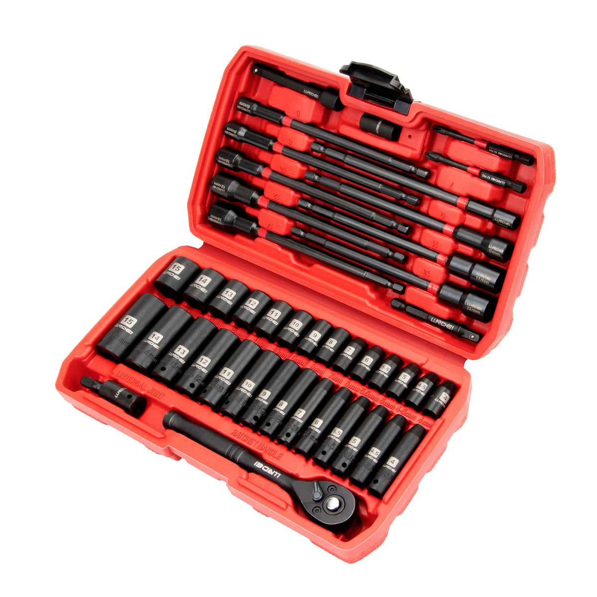 1/4" Drive Socket Set Nut Driver Set with Ratchet, 44Pcs Wrench Tool Set