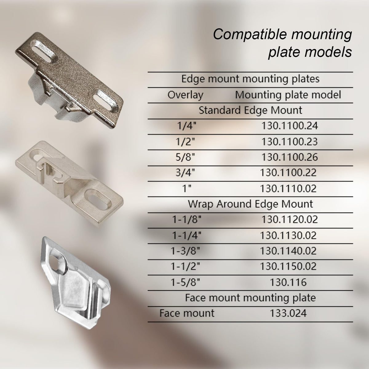 Replacement for Blum 33.3600,Compact 33 Screw on 110 Degree Opening Face Frame Cabinet Hinges,Cabinet Door Hinges,Replace Original Blum Hinges(with Screws, Mounting Plate Not Included) (8 Pack)