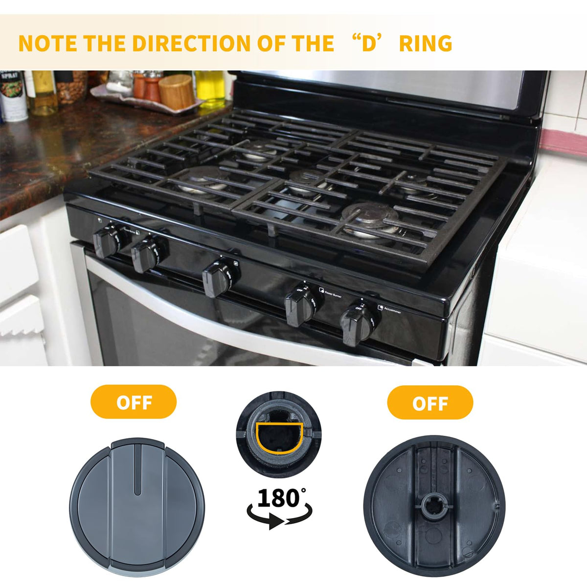 Upgraded W10339442 Stove knob Replacement Parts for Whirlpool Gas Stove Parts Oven Knob WFG505M0BS0 WFG505M0BS3 WFG320M0BW0 WFG510S0AS2 Whirlpool Gas Range Cooktop Surface Burner Control Knob 1 Pack