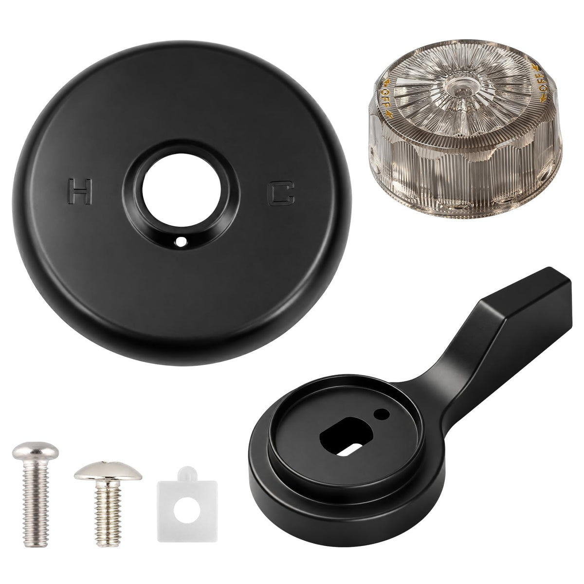 Shower Valves 5-1/2" Trim Kit, Compatible with Mixet MTR-5, Compatible with Mixet Tub and Shower Faucets, Includes 5-1/2 Inch OD Black Flange, Temperature Handle and Volume Control Handle
