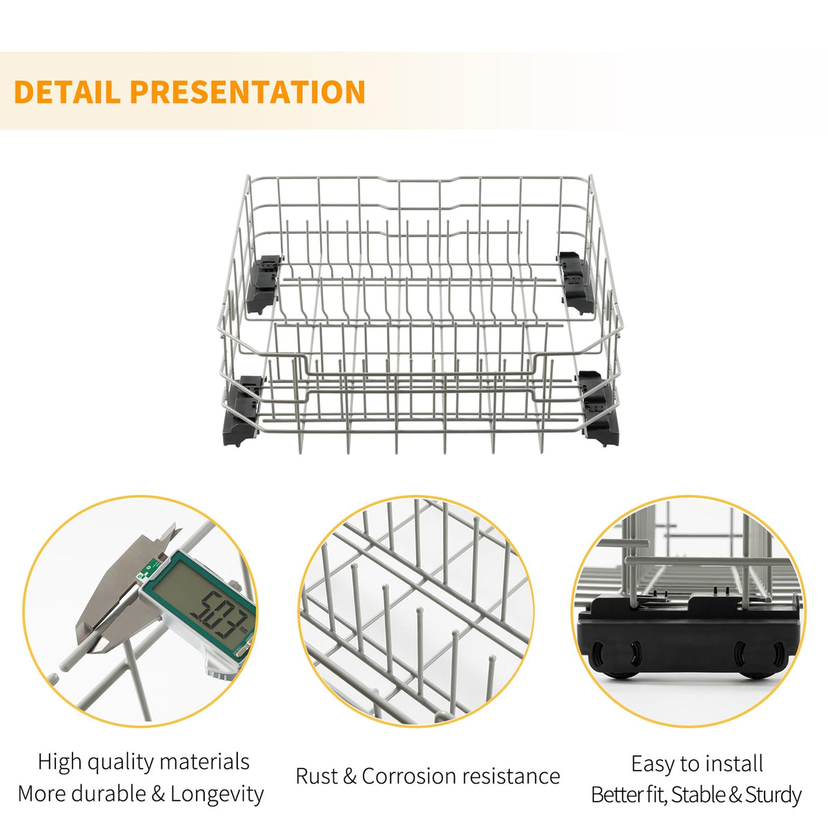 Allstare WD28X26099 WD28X34744 Dishwasher Rack Replacement for GE Dishwasher Parts Lower Dishrack WD28X24396 GDF510PSR3SS GDF510PSM0SS GDF535PSR0SS GE Dishwasher Bottom Rack Wheels Drawer Tray