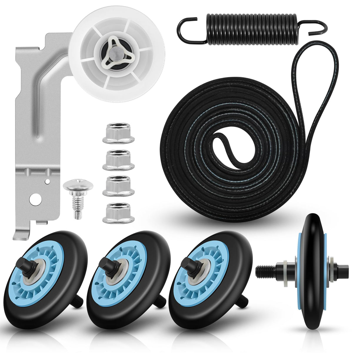 Dryer Repair Kit Replacement for Samsung Drum Roller DC97-16782A, Dryer Belt 6602-001655, Idler Pulley DC93-00634A, fits DV48H7400EW/A2 DV40J3000EW/A2 DV45H7000EW/A2 DV52J8700EP/A2 DV448AEP DV419AEW