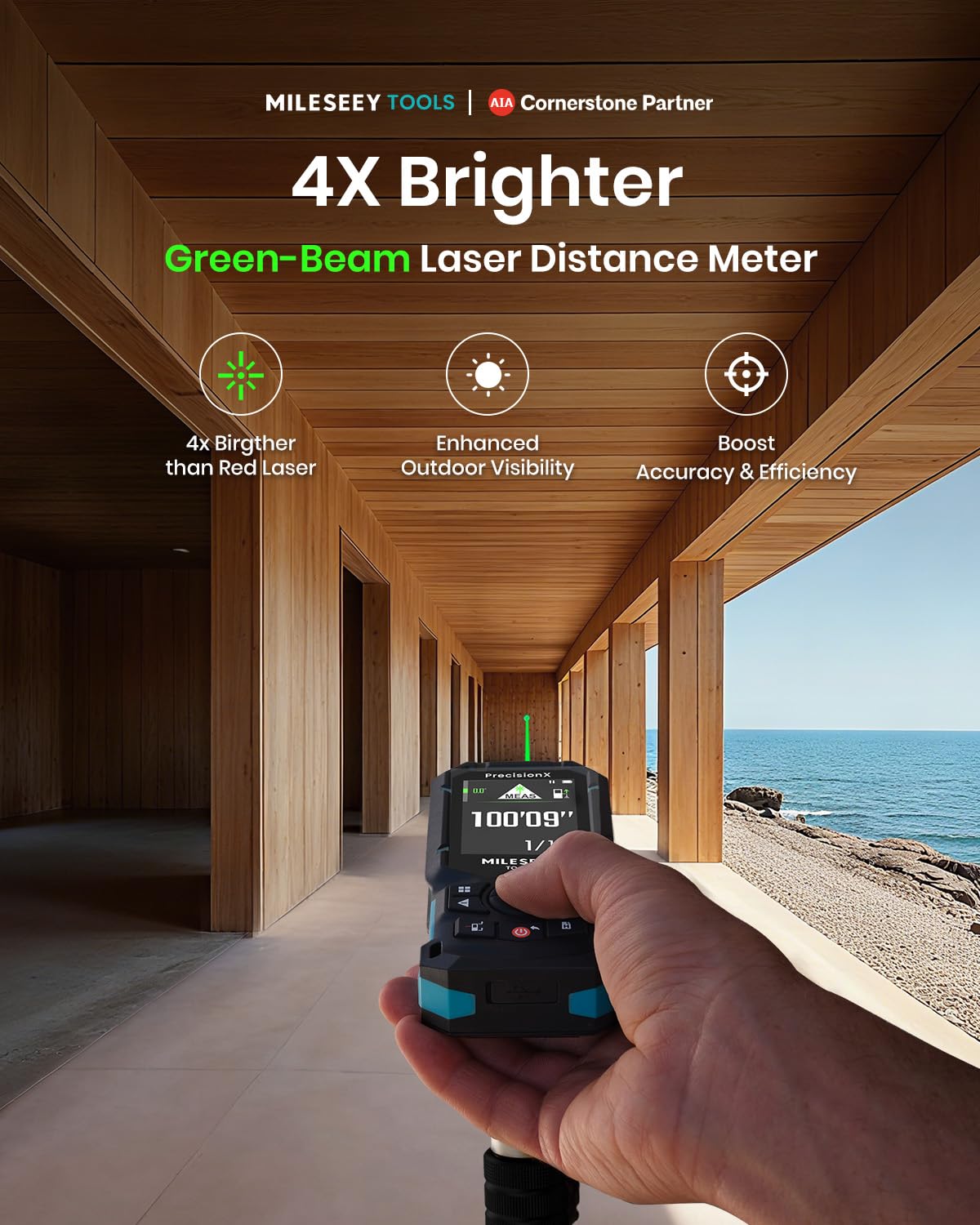 MILESEEY S50 Green Laser Distance Meter, 400ft Laser Measure, P2P
