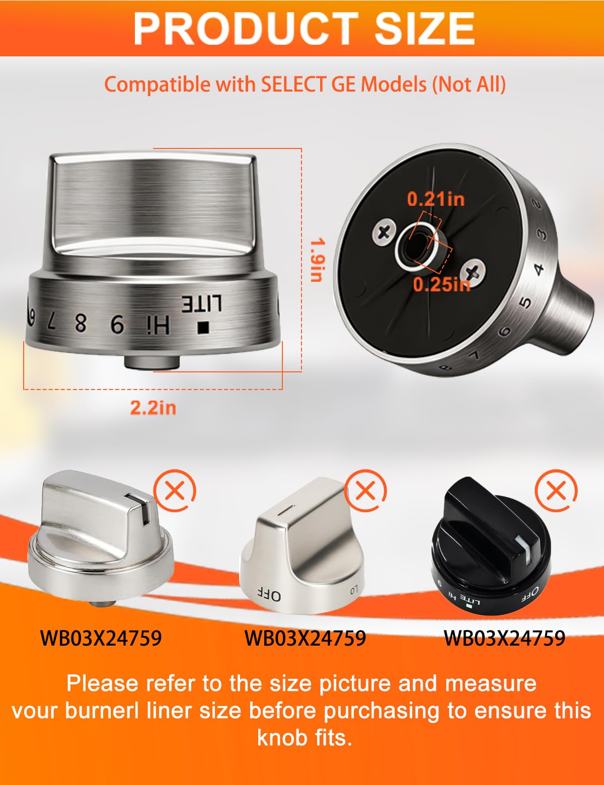 Stainless Steel WB03X24818 Gas Stove Knob for GE Gas Range, Compatible with JGB64, JGB66, JGB70, JGB72, JGB73, JGB86, JGBS6, JGBS8 GE Adora Series, Replaces PS11729081-5 Packs (1 Year Warranty)
