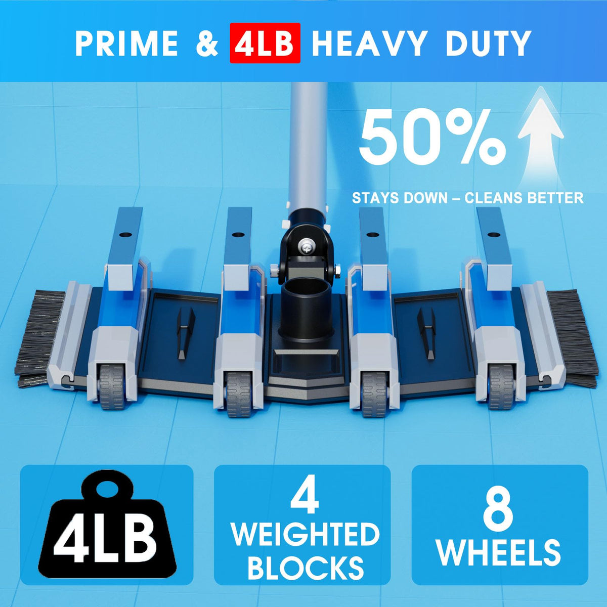 4LB Weighted Pool Vacuum Head,17.5in Extra-Wide,Directional-Control Handle