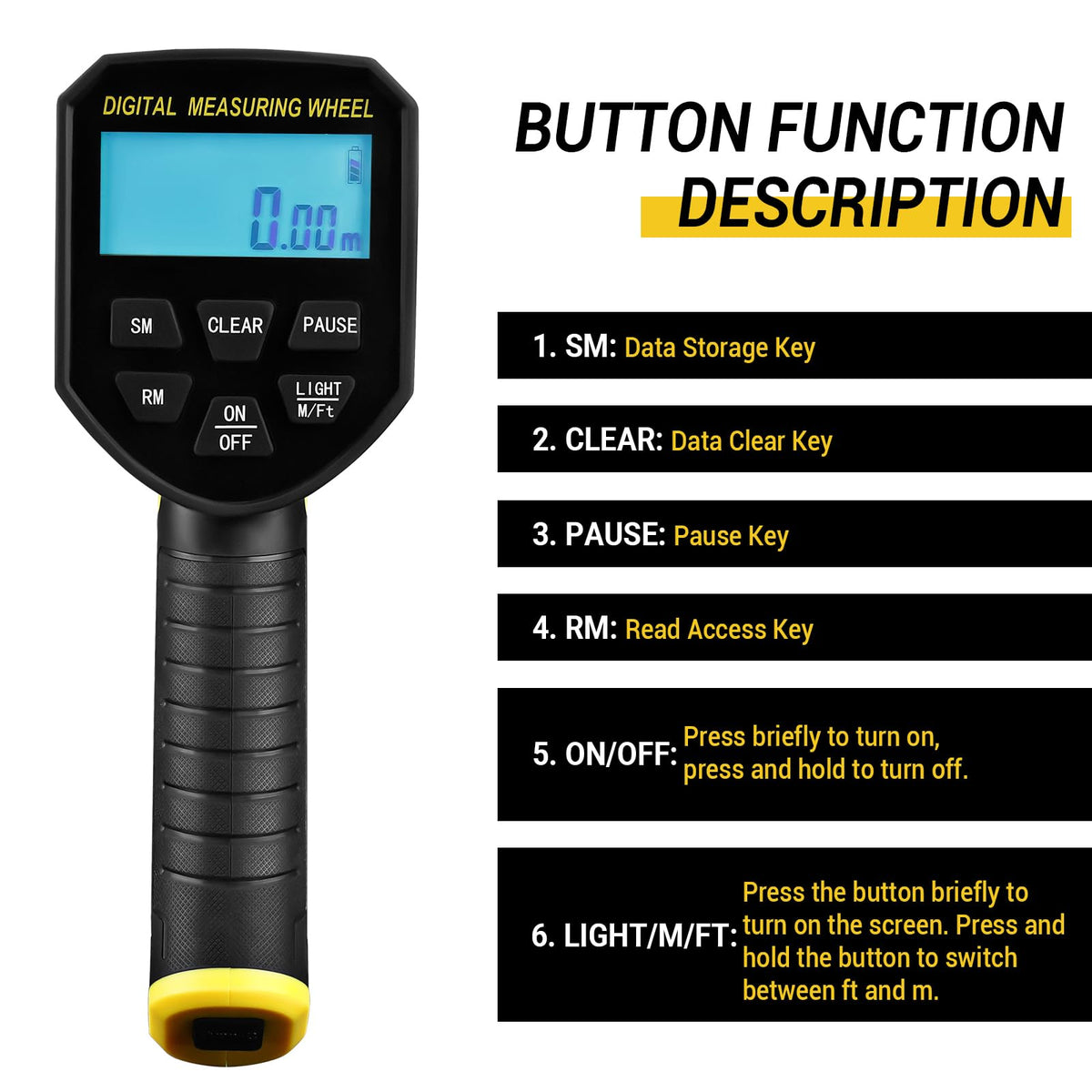 Measuring Wheel: DEKOPRO 4V Digital Measuring Wheel in Feet, 12.5 Inch 99,999Ft/ 99,999M Digital Display Folding Wheel Measurement Roller with Storage Bag