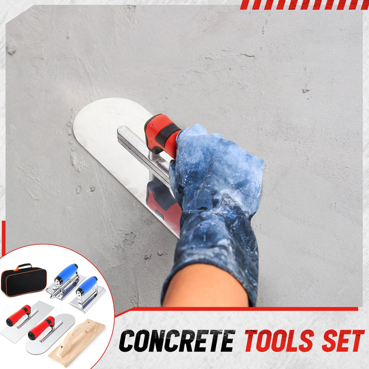 MorningRo 6pcs Concrete Hand Tools Set, Masonry Tools with Bag