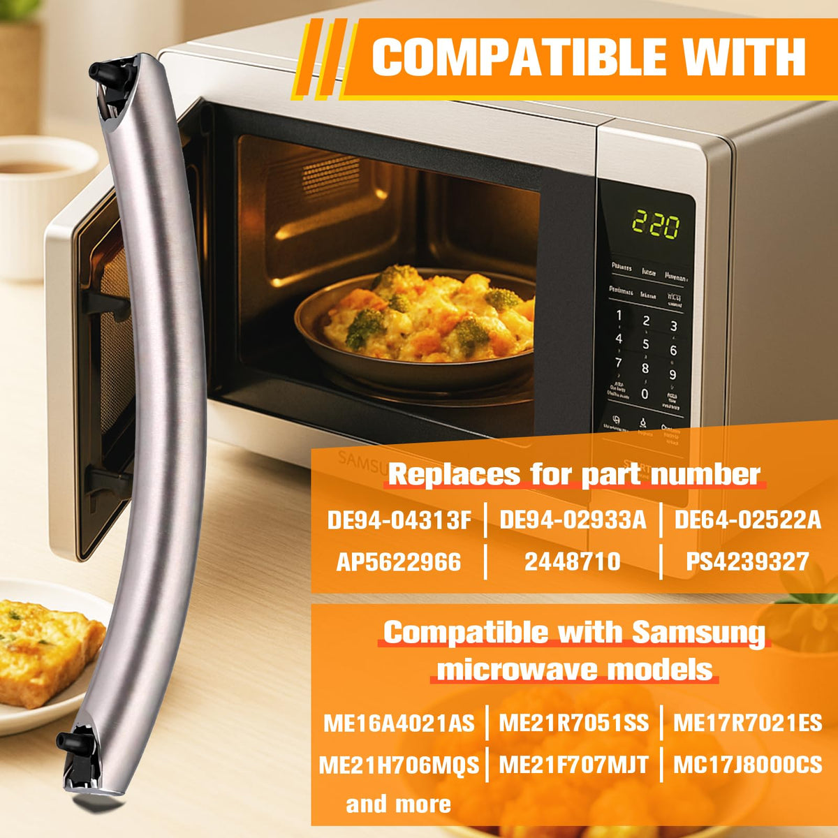 Upgrade ME16A4021AS Microwave Door Handle, DE94-04
