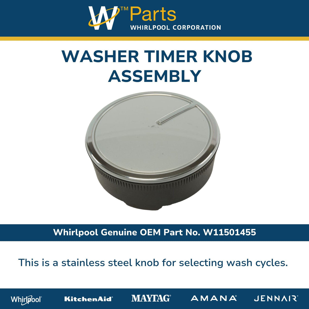 Whirlpool W11501455 Genuine OEM Washer Timer Knob 