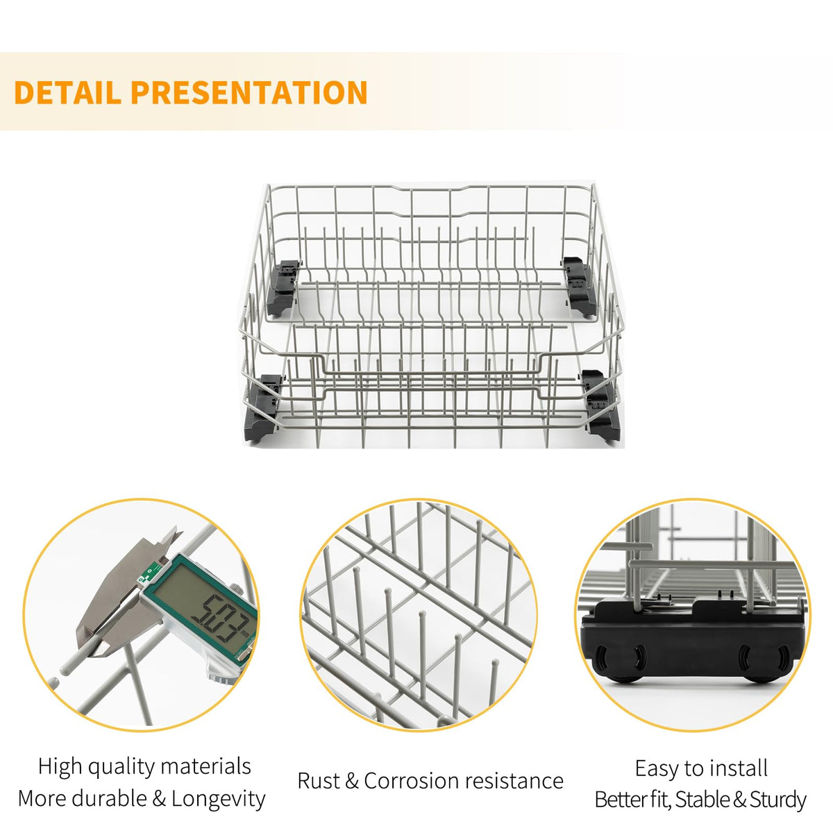 Upgraded WD28X34744 WD28X26099 Dishwasher Lower Rack Replacement Parts for GE Dishwasher Parts GDF510PSR3SS GDF510PSM0SS GDF535PSR0SS Lower Dishrack Assembly GE Dishwasher Bottom Rack 1 Pack