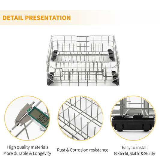 Upgraded WD28X34744 WD28X26099 Dishwasher Lower Rack Replacement Parts for GE Dishwasher Parts GDF510PSR3SS GDF510PSM0SS GDF535PSR0SS Lower Dishrack Assembly GE Dishwasher Bottom Rack 1 Pack