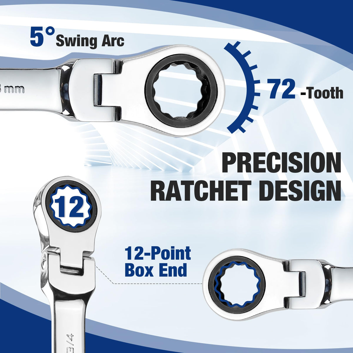 WORKPRO 22-Piece Ratcheting Wrench Set, Flex-Head & Polished