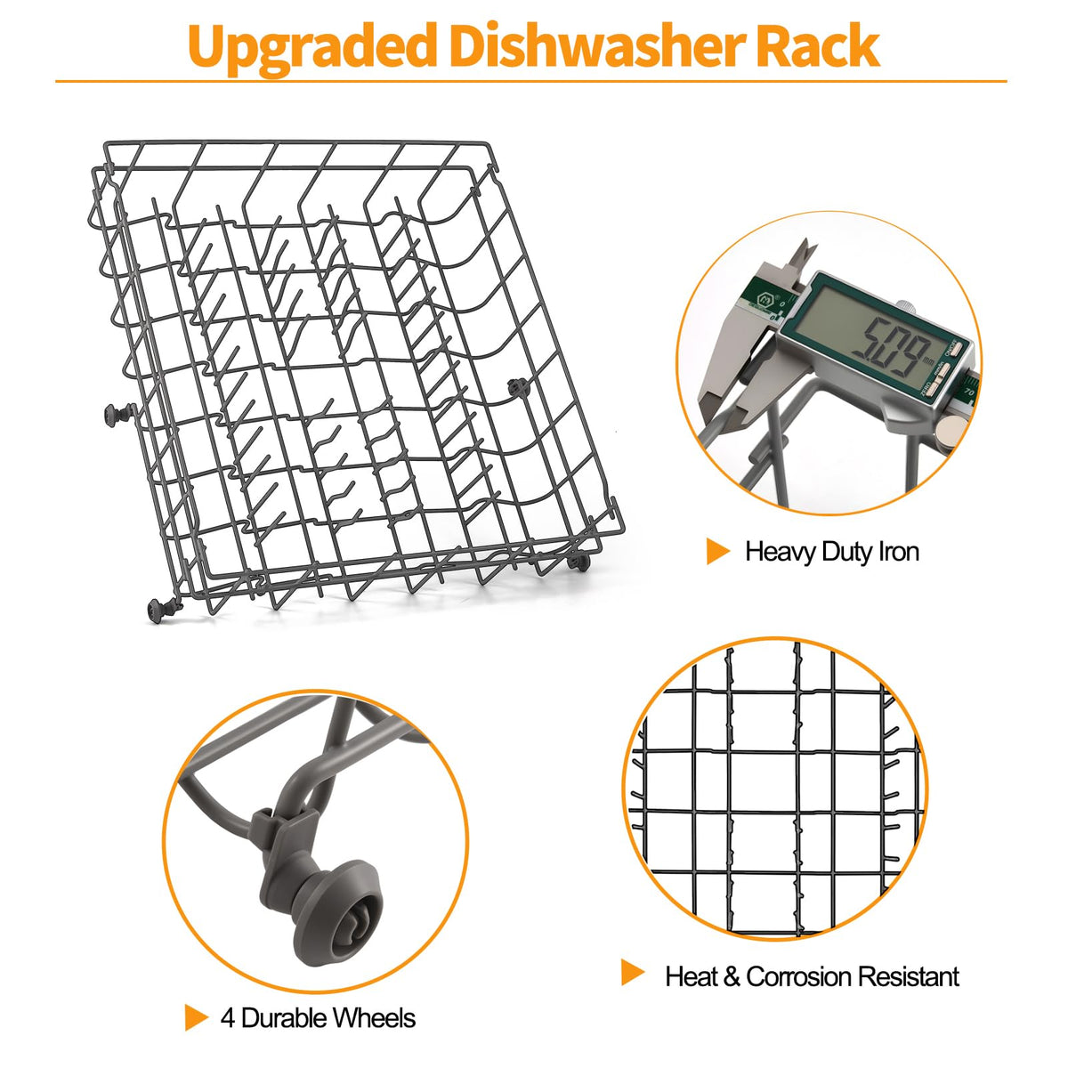 Upgraded 5304535380 Dishwasher Upper Rack Replacement Parts for Frigidaire Kenmore Dishwasher Rack FFCD2413US4A FBD2400KB12B Upper Dishrack Assembly Frigidaire Crosley Dishwasher Top Rack Rollers