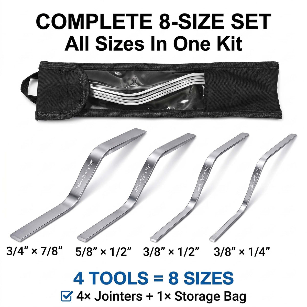 Brick Tuck Pointing Trowel Tool, 4-piece Double Ended Bricks Jointer