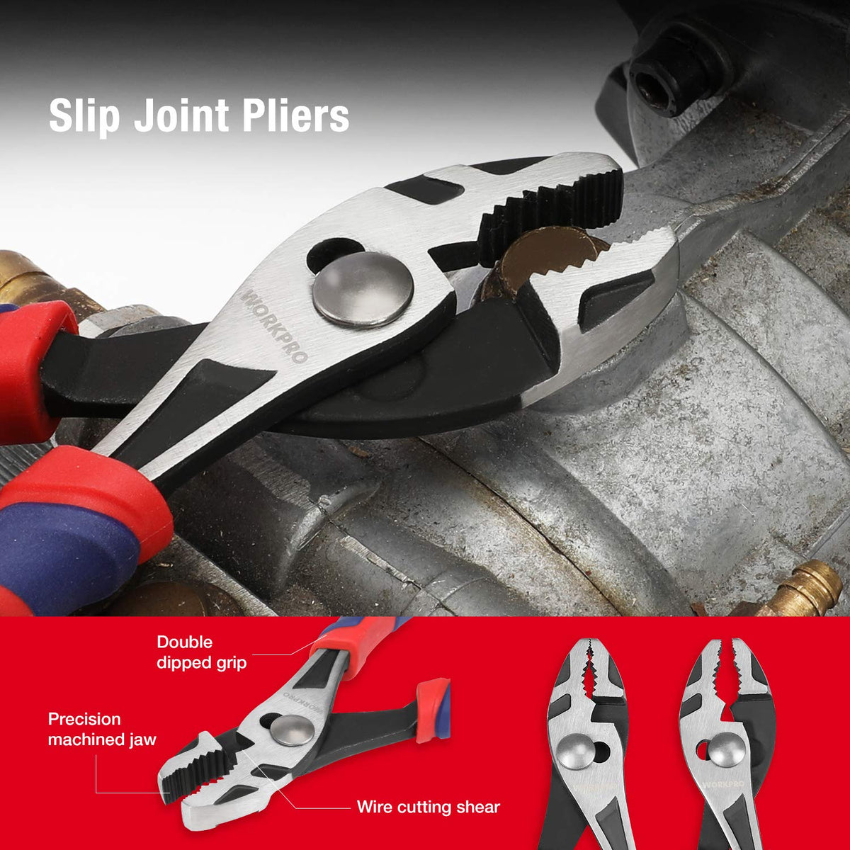 WORKPRO Pliers Set, 5-Piece Premium Cr-V Pliers Kit with Storage Pouch