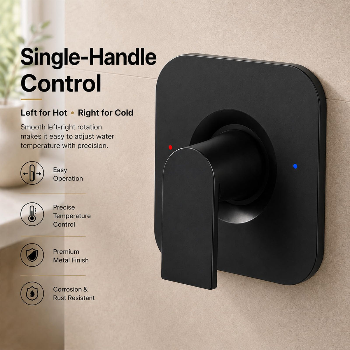 Compatible with Moen Posi-Temp Valve Tub Shower Trim Kit, Replacement for 2510, 2520, 2570, 2590 Valve Shower Faucet Set with 8 Inch Shower Head, Matte Black (Valve and Cartridge Not Included)