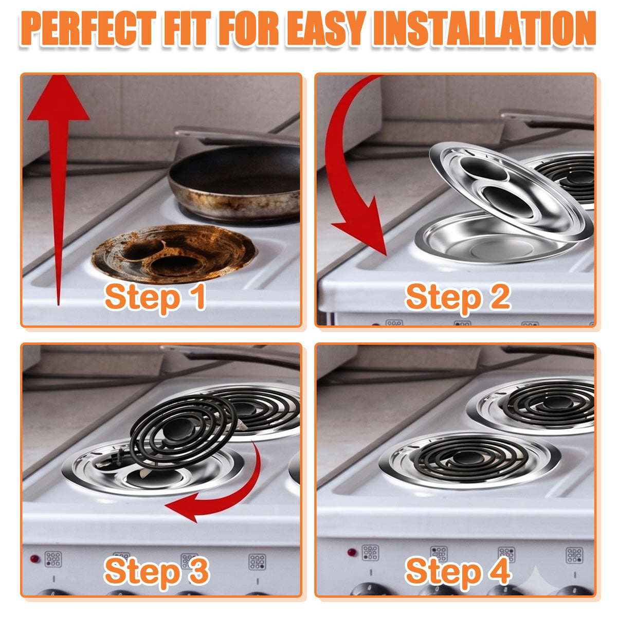 Upgraded GE Drip Pans And WB30M1 WB30M2 GE Stove Burner Replacement Element
