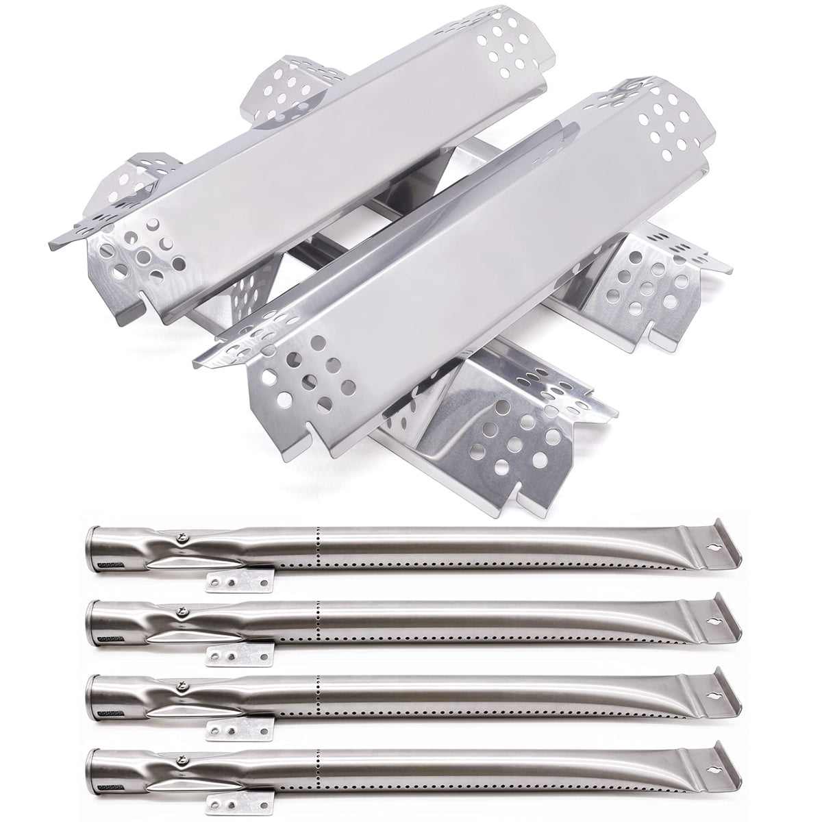 Grill Replacement Parts for Nexgrill 720-0830H, 4 Pack Grill Burners and Heat Plates Shield for Home Depot Nexgrill 4 Burner 720-0830H Gas Grills