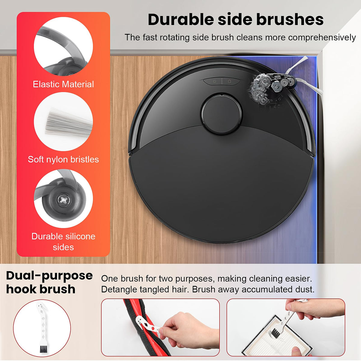 NIXOOT 26 Pcs Replacement Kit for Q10 S5+ Robot Vacuum, 2 Main Brush, 4 HEPA Filter, 6 Mop Pads, 6 Side Brush, 6 Dust Bag,1 Cleaning Brush and 1 Screwdriver
