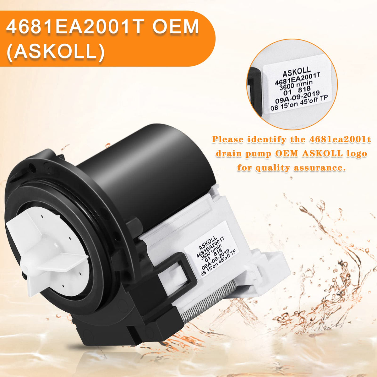 4681EA2001T WM8000HVA WM8100HVA Washer Drain Pump Motor OEM for LG