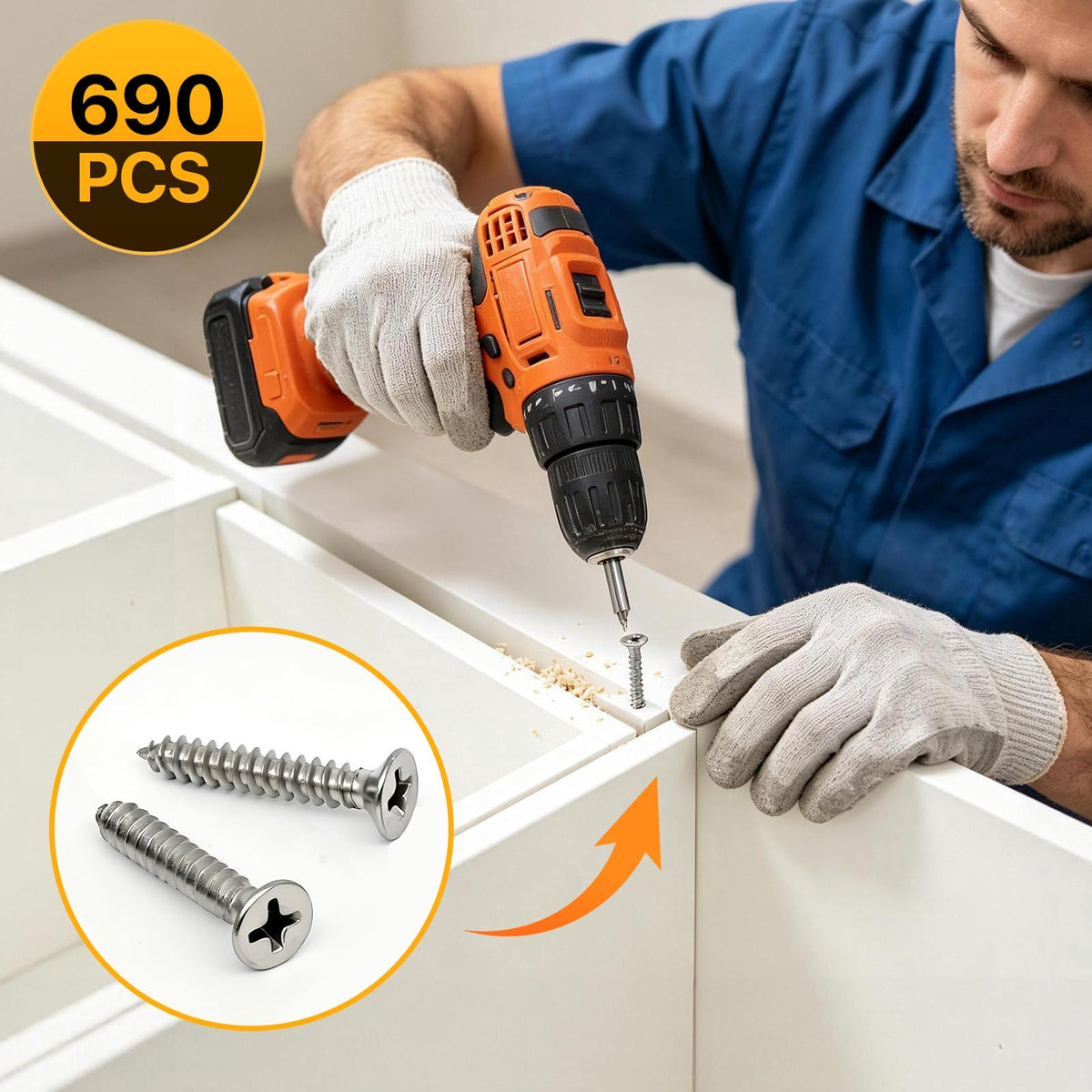 Nuepuxo 690PCS Wood Screws Assortment Kit, 304 Stainless Steel Screws