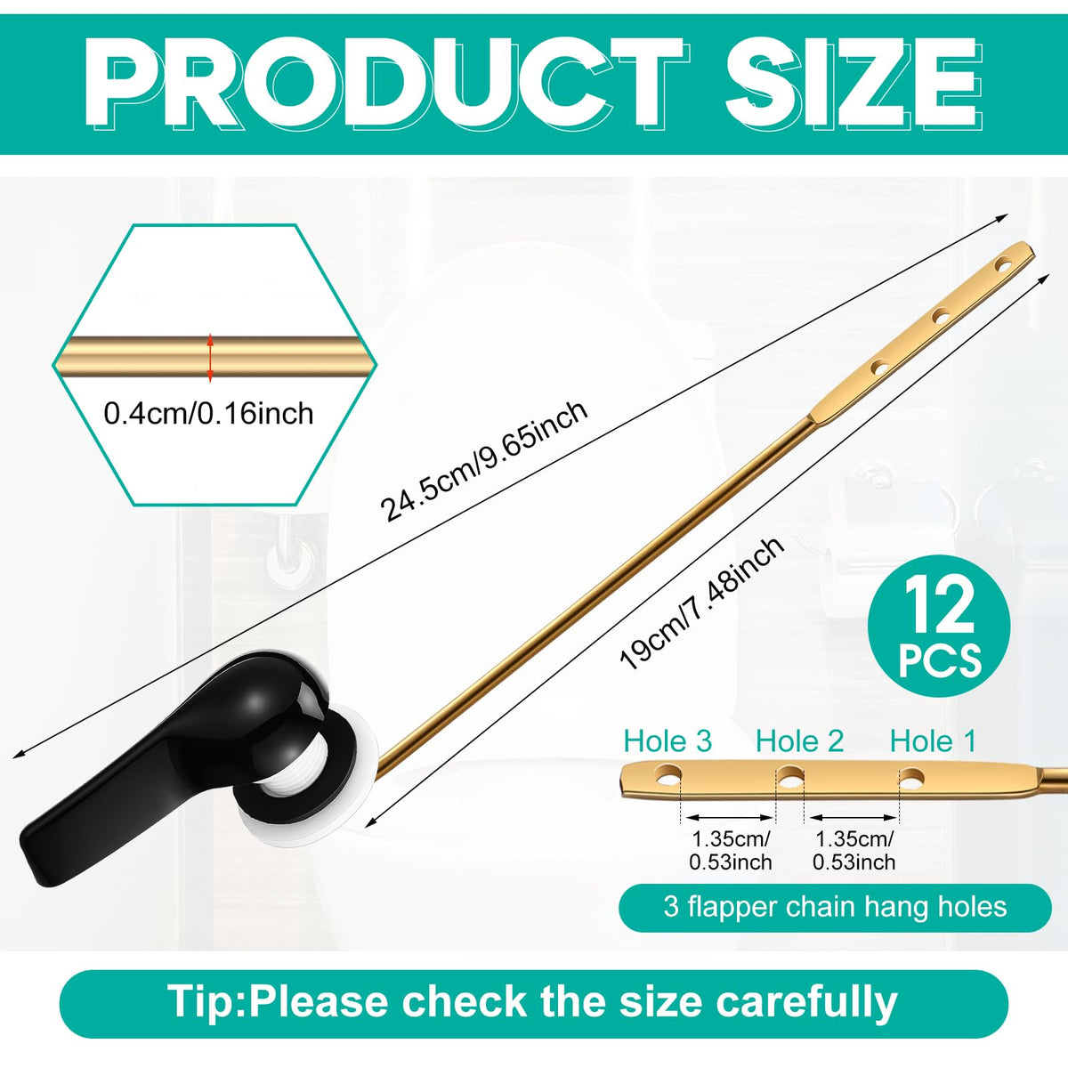 Lasnten 12 Pieces Front Mount Universal Toilet Flush Handle Replacement Kit