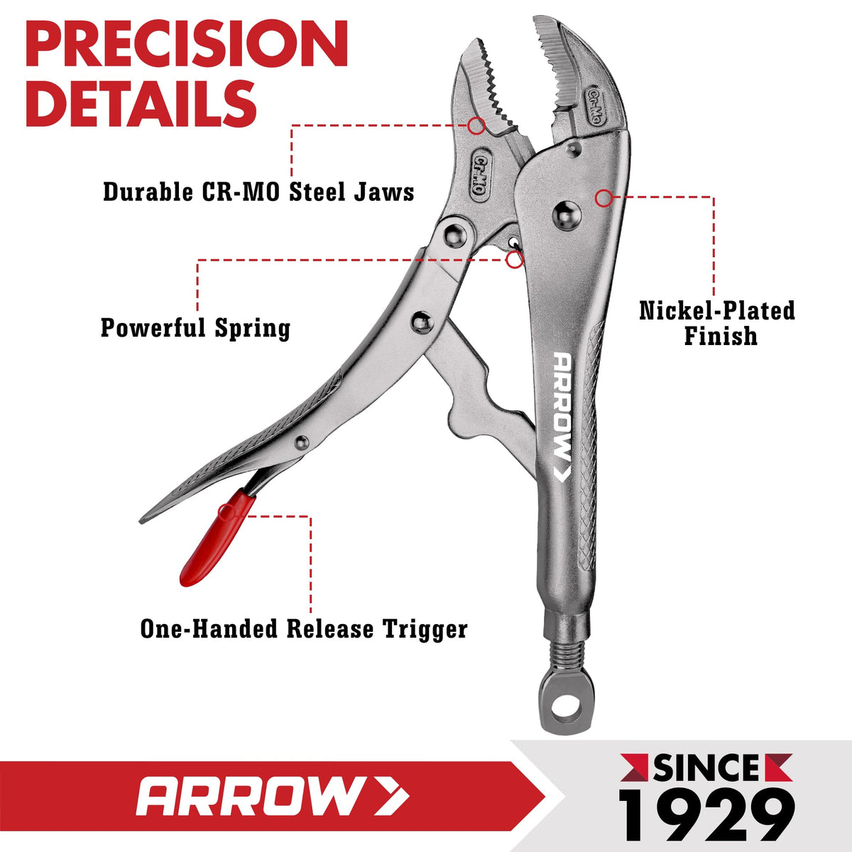 ARROW 2PCS Curved Jaw Locking Pliers Set 7" & 10"