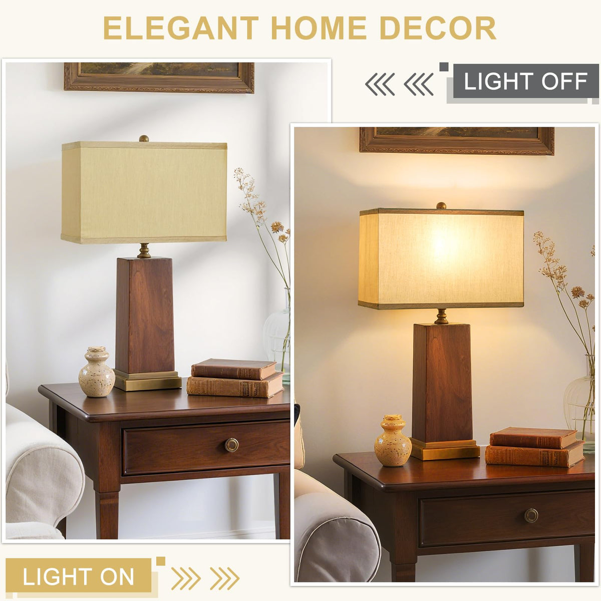 Rectangular Lamp Shades Set of 2, 16"L x 8"W x 10"H Large Rectangle Lampshades for Table Lamps Floor Lamps, Natural Linen Lamp Shade Replacement, Spider, Harp Holders Included, Easy Assembly