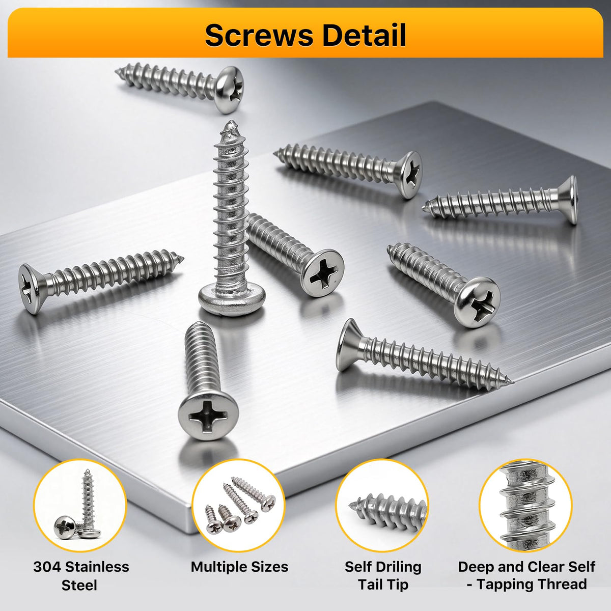 Nuepuxo 690PCS Wood Screws Assortment Kit, 304 Stainless Steel Screws